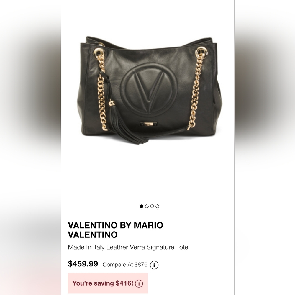Valentino Black Leather Shoulder Bag with Gold Accents